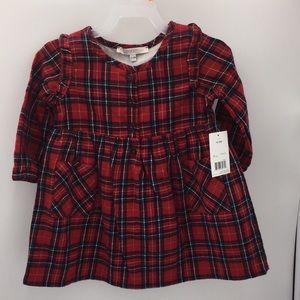 George Baby Girls Holiday Red Flannel Dress 12-18M